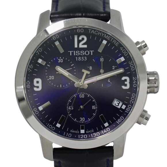 TISSOT Chronograph TO55417 Stainless Steel Leather Quartz Watch Men